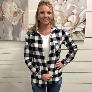 Buffalo Plaid Button Up - Black / White